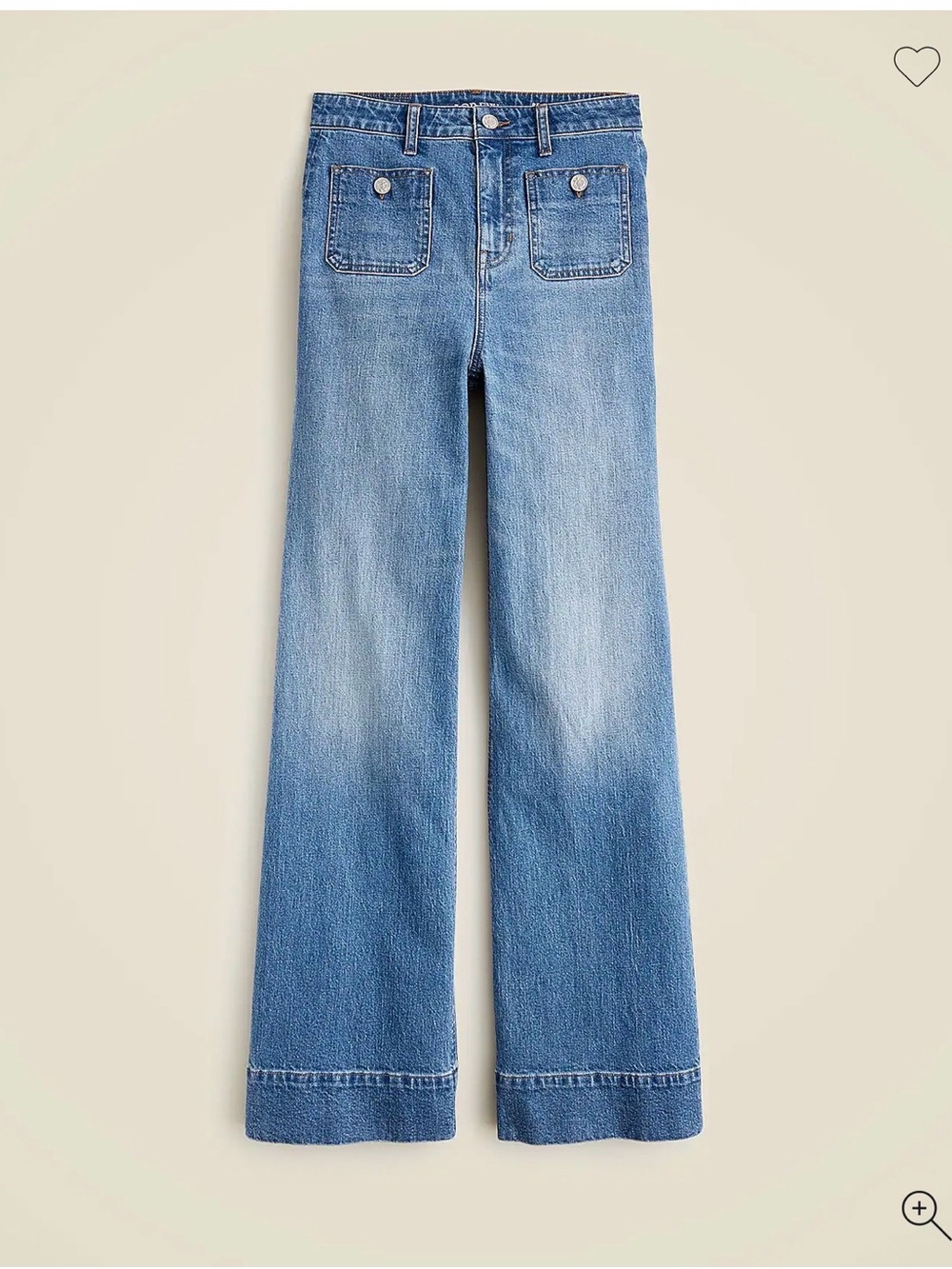 J. Crew Mid-Blue High-Rise Wide-Leg Jeans